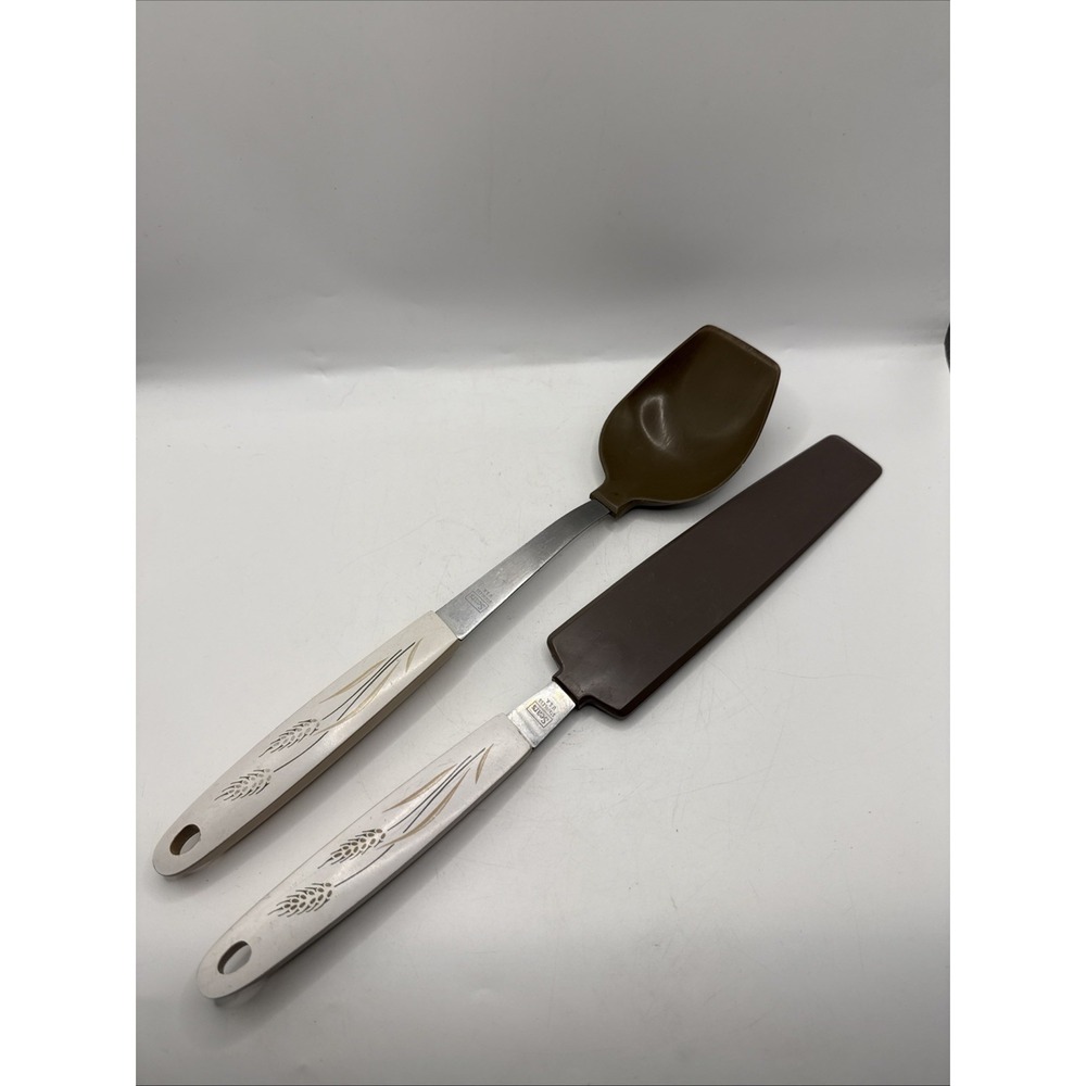 Vintage‎ Sears Spreader Spatula & Spoon MCM Wheat Design